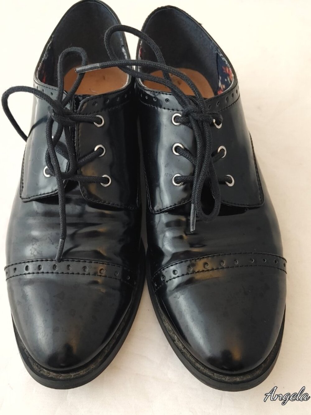 Sugar Patent Leather Brogue Oxfords Size 7 Wide Unisex So Comfy Dance Ready - Picture 7 of 7